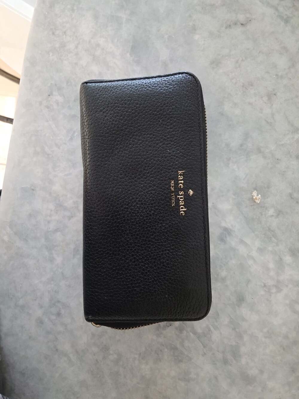 Kate Spade Leila Large Continental Wallet Black Pebbled Leather Zip Around